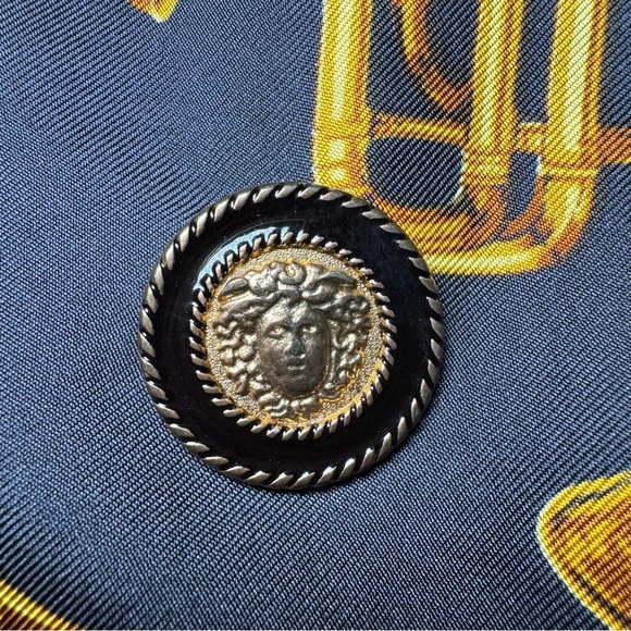 Vintage 1980s Black and Gold Instrument Print Blazer Suit Jacket, 100% Silk - Picture 3 of 10